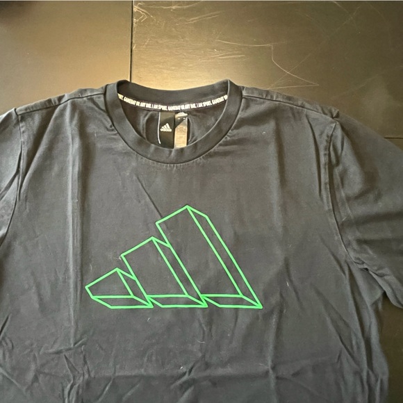 Adidas 2 Youth T-Shirts White with Blue/Grey and Black with Bright Green Symbol - Picture 10 of 13